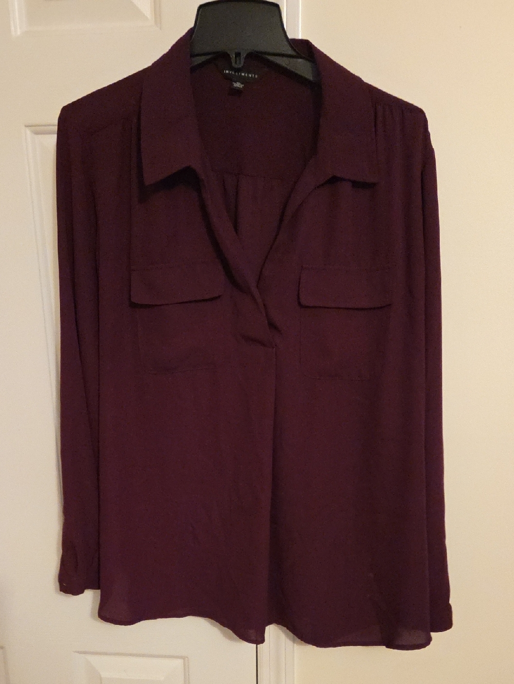 ANN TAYLOR CAMP SHIRT Plum Long-Sleeve